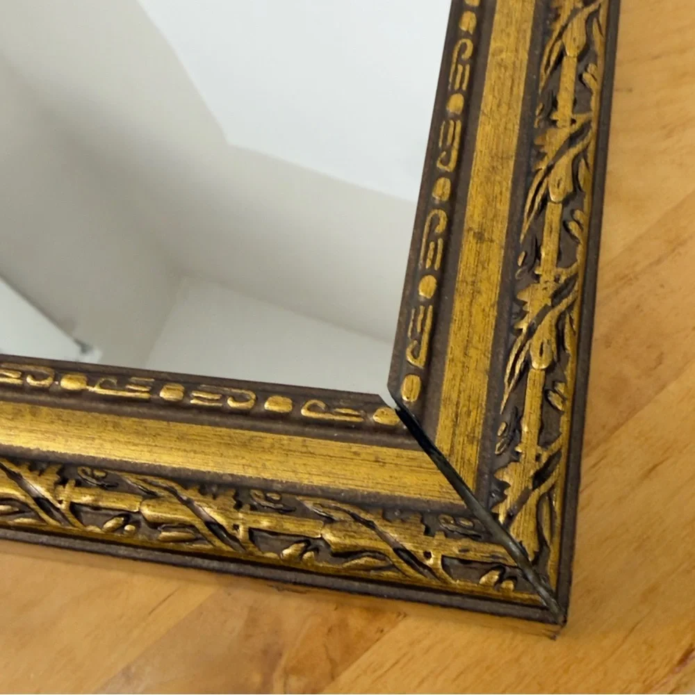 Vintage Set Gold Gilt Mirrors Wood Framed Ornate French Style Mirror Wall Decor